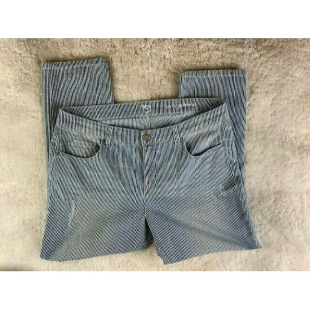 ND Size 14 Womens Girlfriend Jeans Skinny Ankle Stretch Blue White Stripe